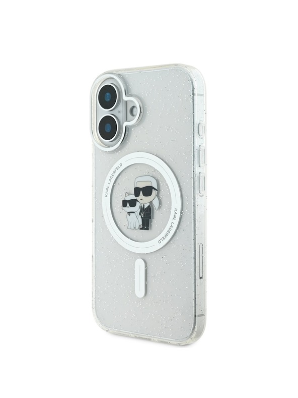 Karl Lagerfeld Karl Lagerfeld IML Glitzer Karl und Choupette MagSafe Rückseite für iPhone 16 Transparent
