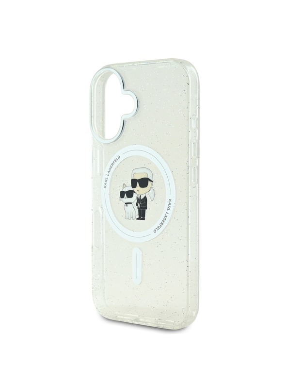 Karl Lagerfeld Karl Lagerfeld IML Glitzer Karl und Choupette MagSafe Rückseite für iPhone 16 Transparent