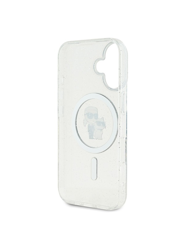 Karl Lagerfeld Karl Lagerfeld IML Glitzer Karl und Choupette MagSafe Rückseite für iPhone 16 Transparent