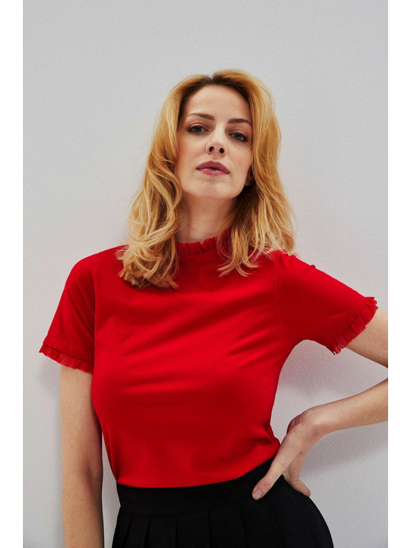 Moodo Damen Bluse mit Spitze