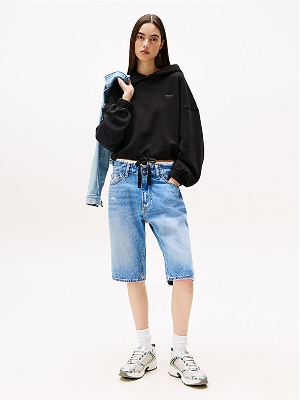 Tommy Jeans Damen schwarze Crop-Sweatjacke 20314 Tommy Jeans