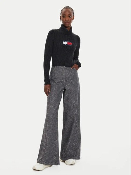 Tommy Hilfiger Damen schwarzer Slim-Pullover mit Wolle Tommy Hilfiger