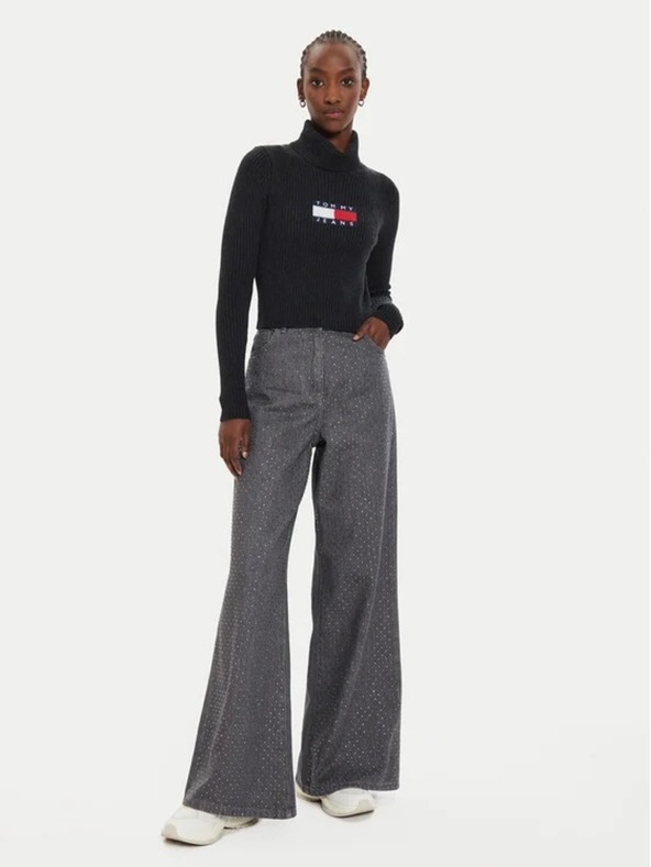 Tommy Hilfiger Damen schwarzer Slim-Pullover mit Wolle Tommy Hilfiger
