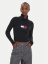 Tommy Hilfiger Damen schwarzer Slim-Pullover mit Wolle Tommy Hilfiger