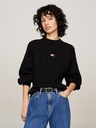 Tommy Jeans Damen schwarzer Pullover Tommy Jeans Badge Rib-Knit Black