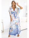 numoco Luftige Wickel-Maxikleider mit Blumenmuster in blauen Rosen