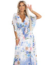 numoco Luftige Wickel-Maxikleider mit Blumenmuster in blauen Rosen