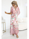 numoco Luftige Wickel-Maxikleider mit Blumenmuster in Rosa Rosen