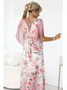 numoco Luftige Wickel-Maxikleider mit Blumenmuster in Rosa Rosen