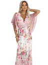 numoco Luftige Wickel-Maxikleider mit Blumenmuster in Rosa Rosen