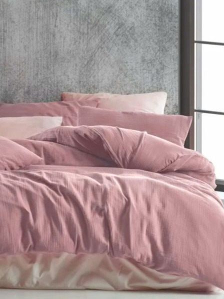 Kvalitex Musselin-Bettwäsche 140x200, 70x90cm rosa Kvalitex