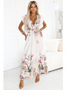 numoco Satiniertes Maxikleid mit tiefem Ausschnitt und Blumen-Ombré-Muster