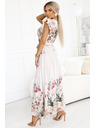 numoco Satiniertes Maxikleid mit tiefem Ausschnitt und Blumen-Ombré-Muster