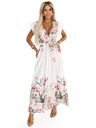 numoco Satiniertes Maxikleid mit tiefem Ausschnitt und Blumen-Ombré-Muster