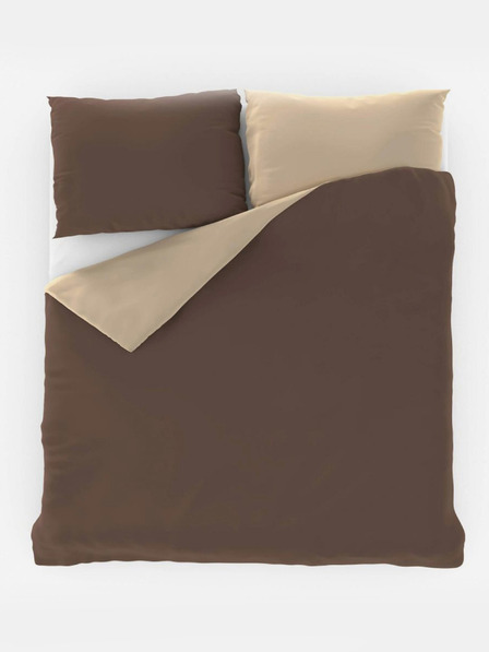 Kvalitex Satin-Bettwäsche LUXURY COLLECTION 140x200, 70x90cm dunkelbraun / beige