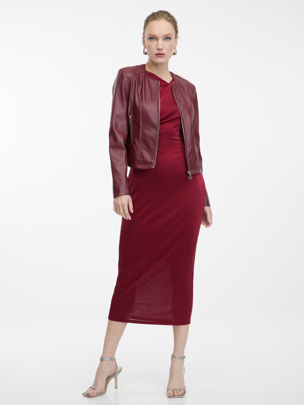 Orsay Weinrote Damen-Lederjacke ORSAY