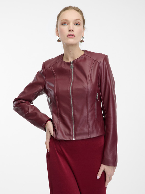 Orsay Weinrote Damen-Lederjacke ORSAY