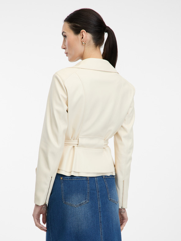 Orsay Cremefarbene Damen-Lederjacke ORSAY