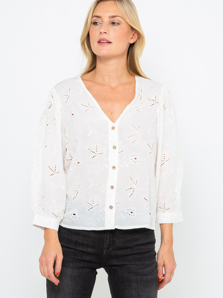 CAMAIEU Weiße romantische Bluse