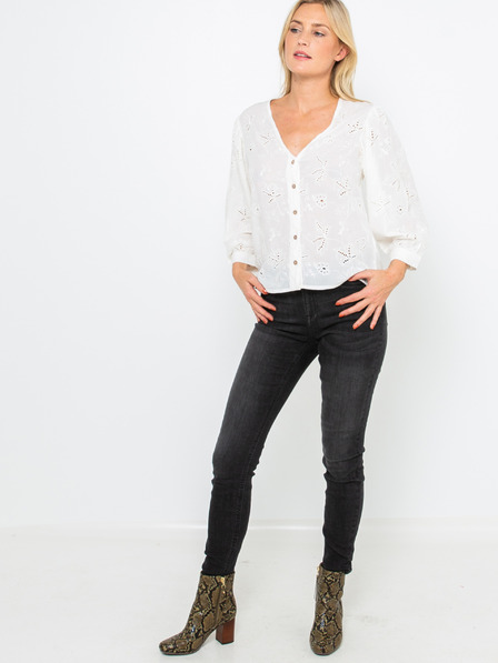 CAMAIEU Weiße romantische Bluse