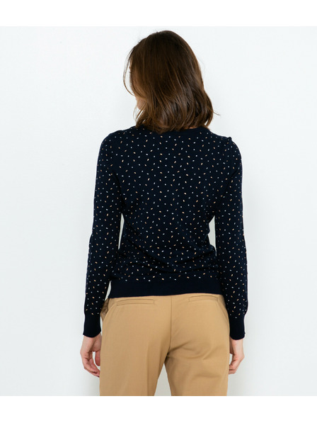 CAMAIEU Schwarzer Pullover mit Print und Knöpfen an den Schultern