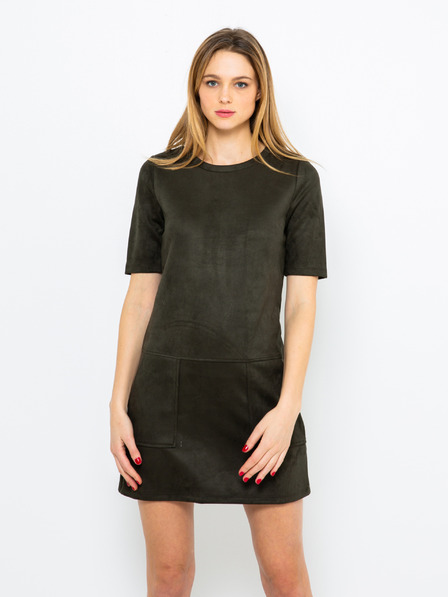CAMAIEU Khaki Wildleder-Kleid