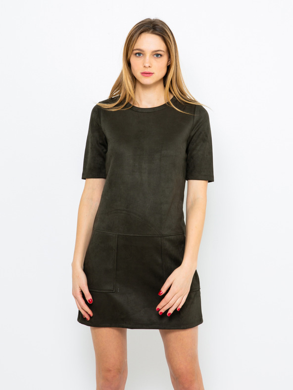 CAMAIEU Khaki Wildleder-Kleid
