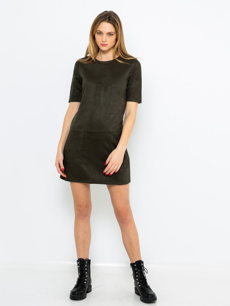 CAMAIEU Khaki Wildleder-Kleid