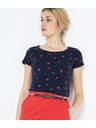 CAMAIEU Dunkelblau T-Shirt mit Kirsch-Print