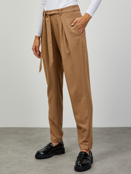 ZOOT.lab Beigefarbene Damen-Crop-Hose mit Krawatte ZOOT.lab Alyza