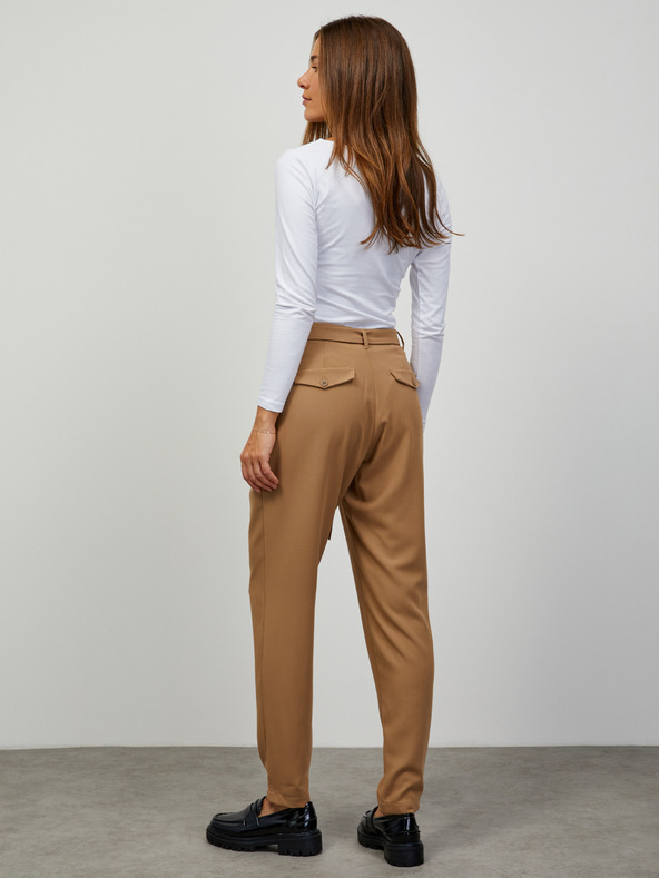 ZOOT.lab Beigefarbene Damen-Crop-Hose mit Krawatte ZOOT.lab Alyza