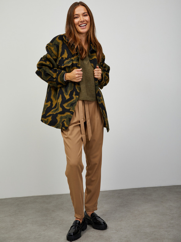 ZOOT.lab Beigefarbene Damen-Crop-Hose mit Krawatte ZOOT.lab Alyza