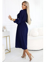 numoco Midi-Hemdkleid mit goldenen Knöpfen und Krawatte