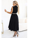 numoco Elegantes Midi-Hemdkleid mit goldenen Knöpfen und Gürtel