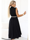 numoco Elegantes Midi-Hemdkleid mit goldenen Knöpfen und Gürtel