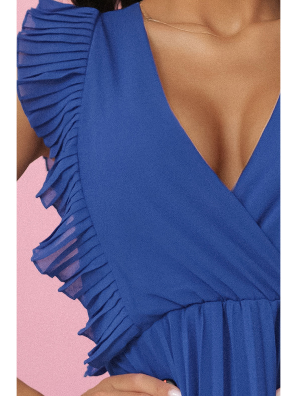 numoco EMILY Plissiertes Kleid mit Volants und Ausschnitt