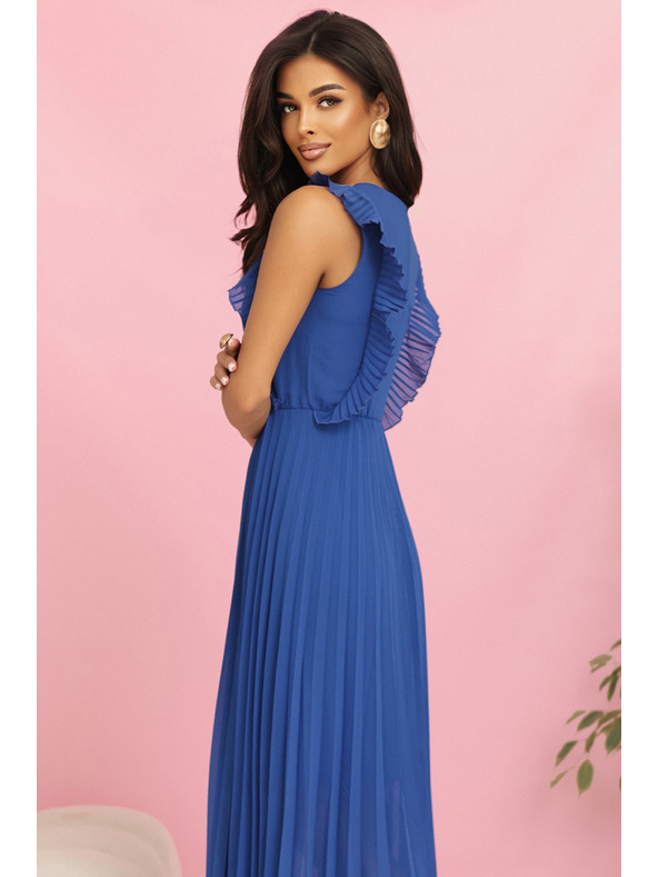 numoco EMILY Plissiertes Kleid mit Volants und Ausschnitt