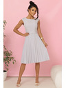 numoco LILA Plissiertes Kleid mit kurzen Ärmeln und Gürtel