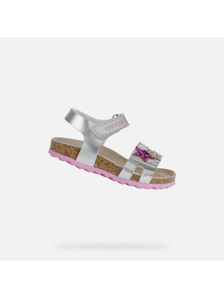 Geox Silberne Geox Chalki Mädchensandalen