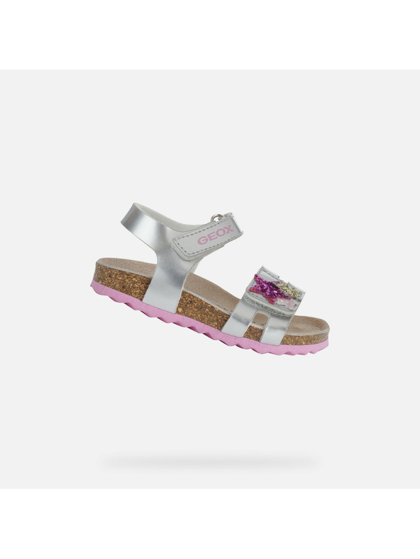 Geox Silberne Geox Chalki Mädchensandalen