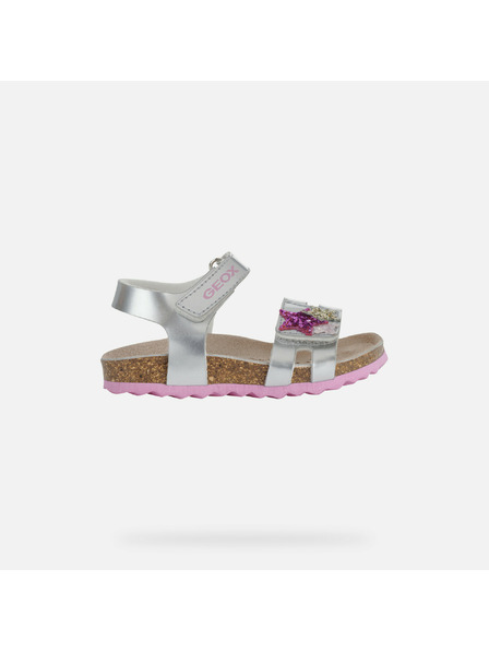 Geox Silberne Geox Chalki Mädchensandalen