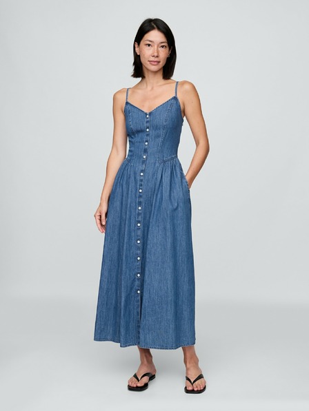 GAP Damen Jeans-Maxikleid mit Taschen GAP