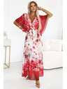 numoco Luftiges Wickel-Maxikleid mit Blumenmuster rote Rosen