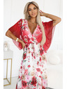 numoco Luftiges Wickel-Maxikleid mit Blumenmuster rote Rosen