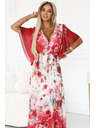 numoco Luftiges Wickel-Maxikleid mit Blumenmuster rote Rosen