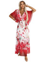 numoco Luftiges Wickel-Maxikleid mit Blumenmuster rote Rosen