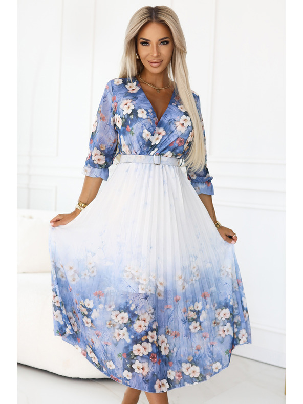 numoco Luftiges Midikleid mit V-Ausschnitt und Falten