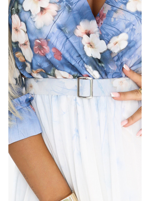 numoco Luftiges Midikleid mit V-Ausschnitt und Falten