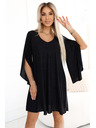 numoco Elegantes Kleid mit Schmetterlingsärmeln - schwarz mit Glitzer