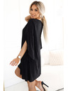 numoco Elegantes Kleid mit Schmetterlingsärmeln - schwarz mit Glitzer